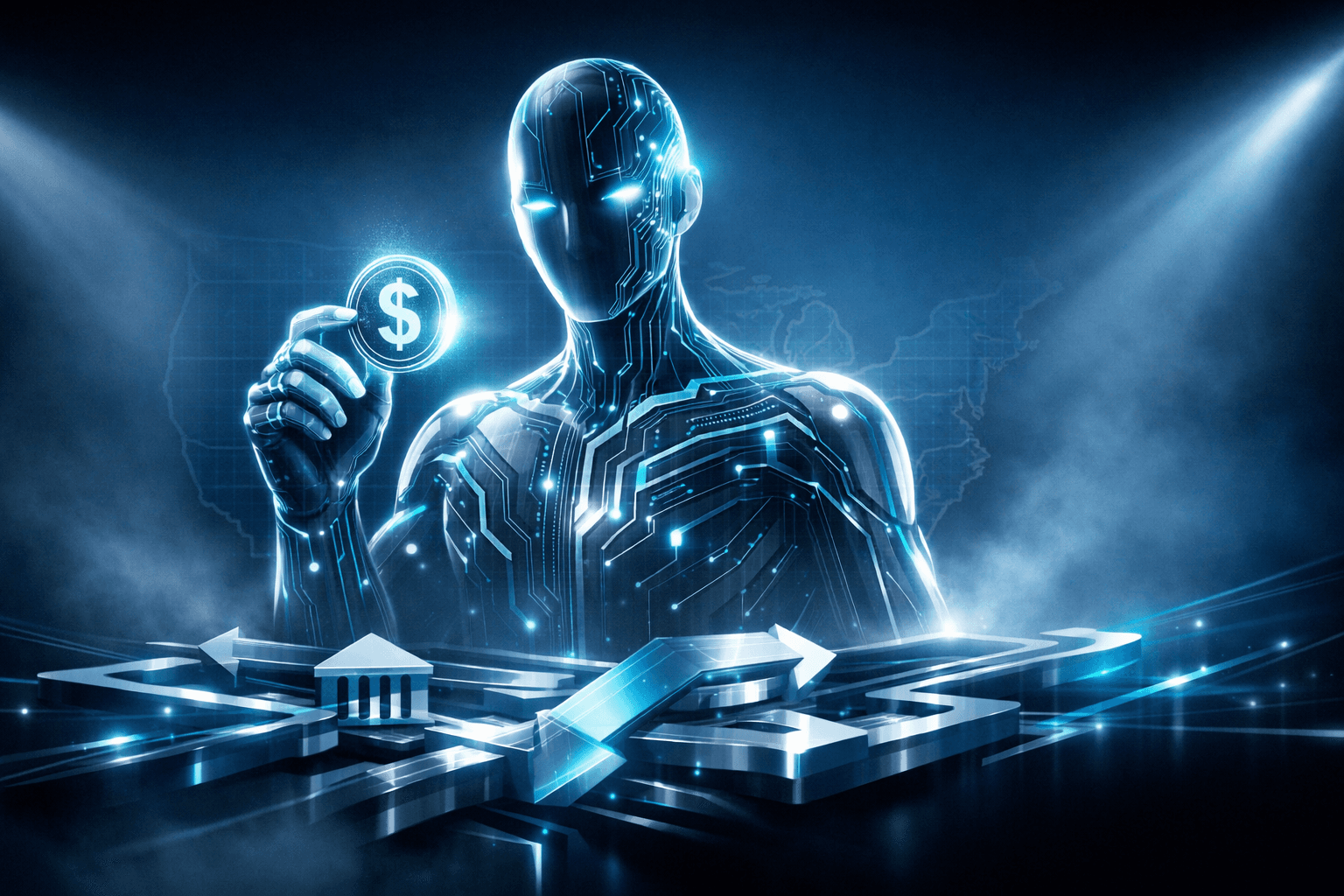 AI-powered fintech concept showing autonomous technology reshaping financial services in 2026