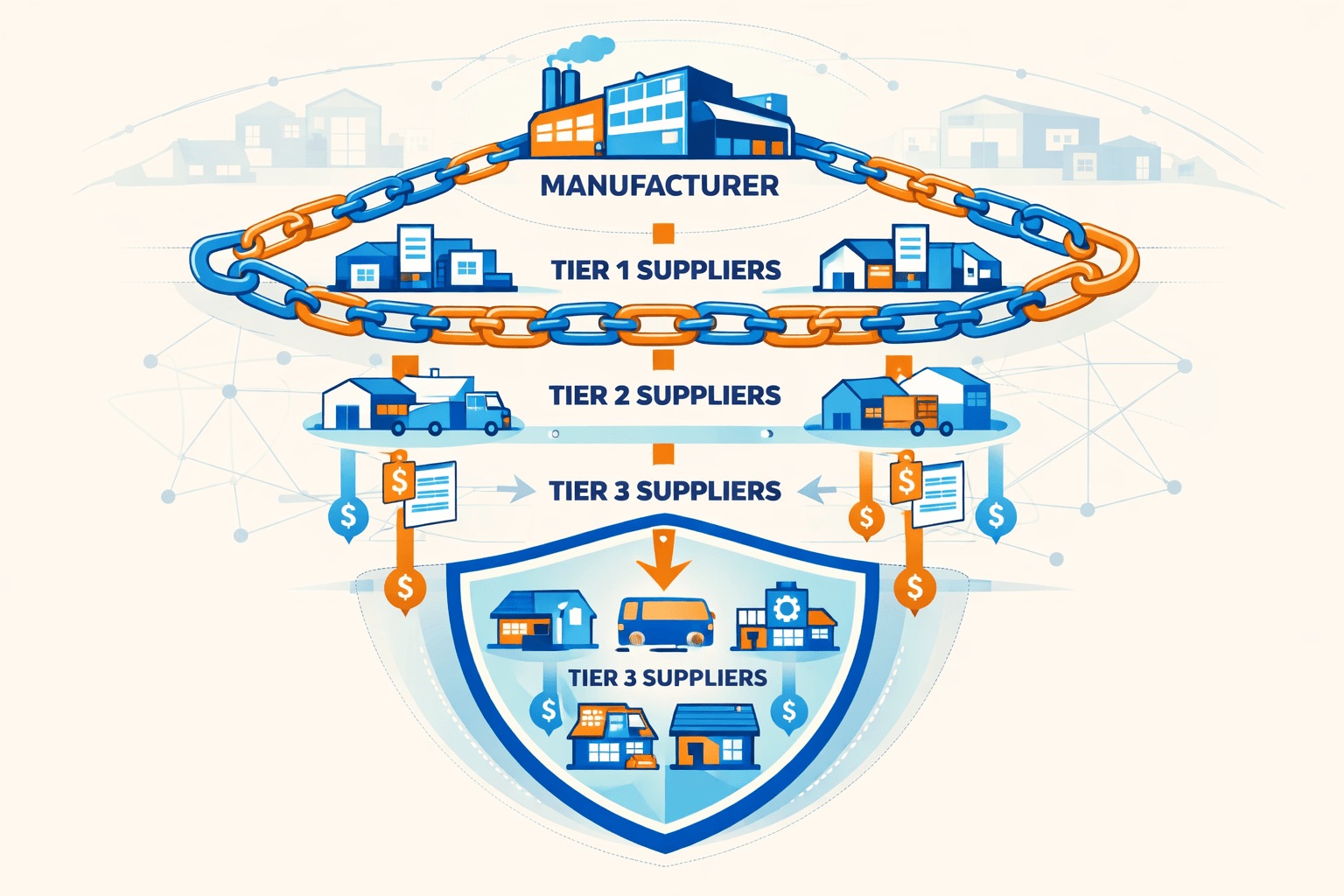 Supply chain finance protecting SME suppliers across multiple tiers
