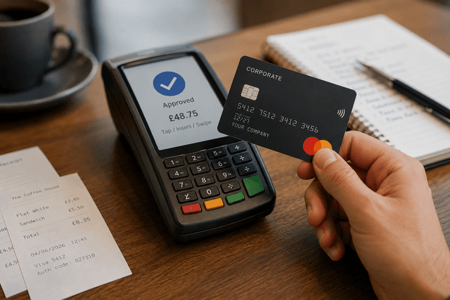 Modern expense management dashboard showing real-time transaction controls