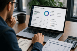 Small business owner reviewing payment processing fees on a laptop in 2026