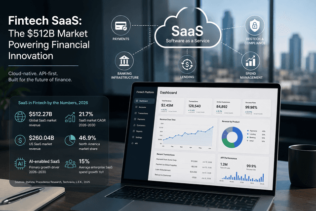 SaaS in fintech delivering financial software over the cloud on a subscription basis