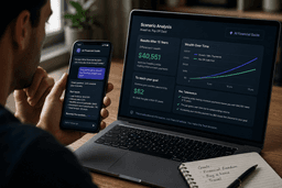 AI financial guidance helping a person reason through a money decision in a fintech app