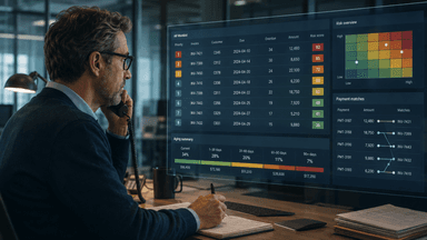 AI in accounts receivable dashboard ranking overdue invoices for a finance collections team
