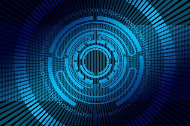 Digital network and binary data representing AI fraud detection technology