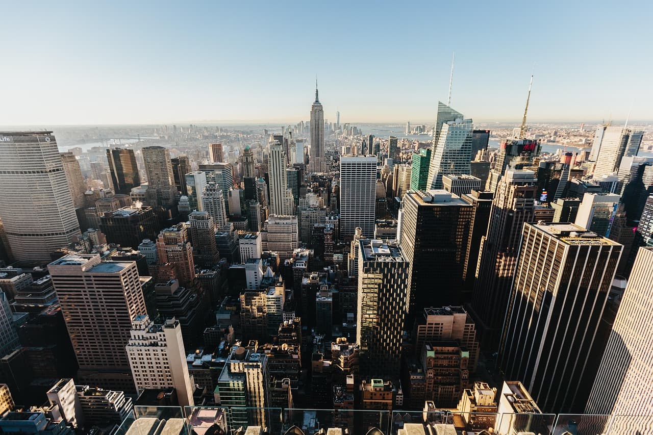 Aerial view of city office towers, illustrating WEX Q3 2026 payments results