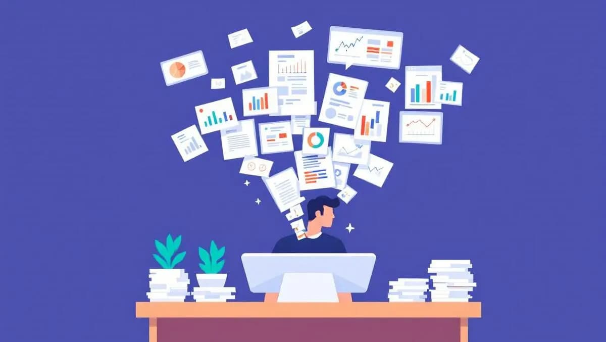 Compatible accountant at desk papers transforming into digital charts automation efficiency.jpg