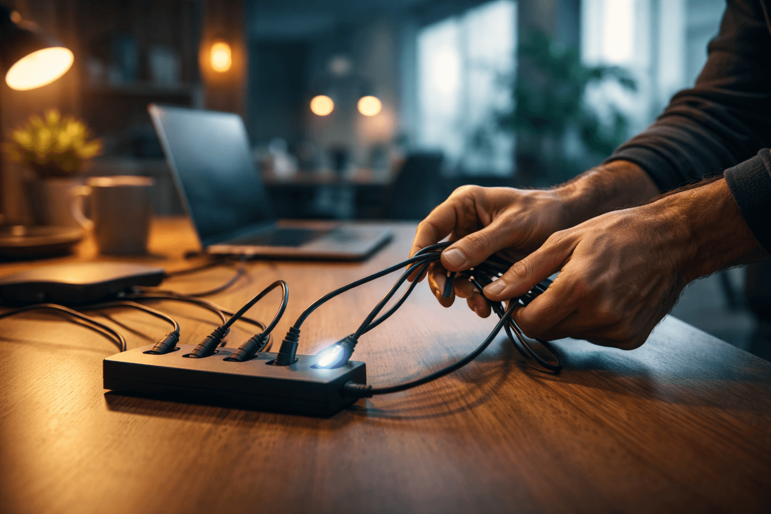 Bootstrapped founder working at desk focusing on single business product