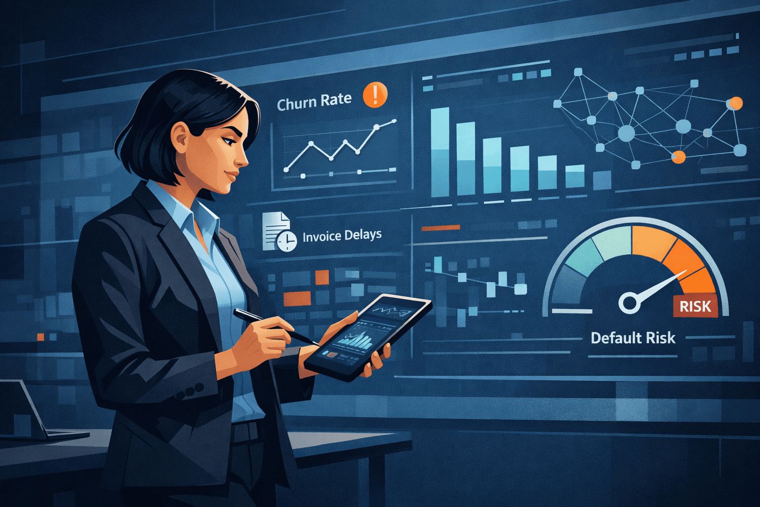 Client churn data early warning signals for SME default prediction