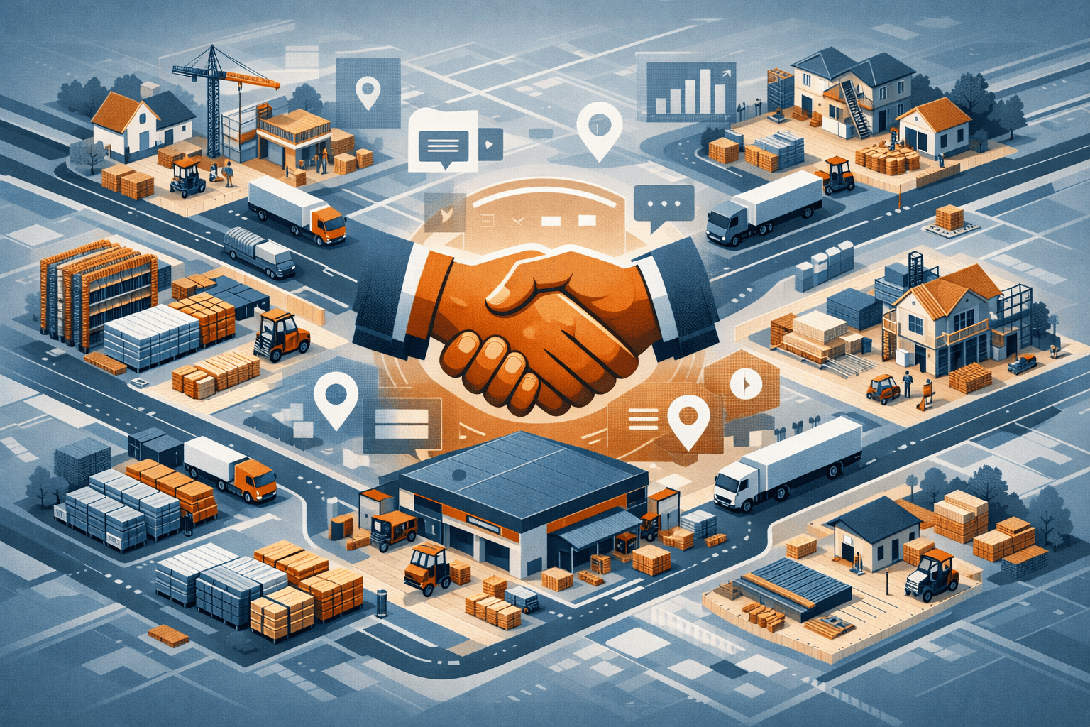 Construction supply chains regional steel distributor warehouse
