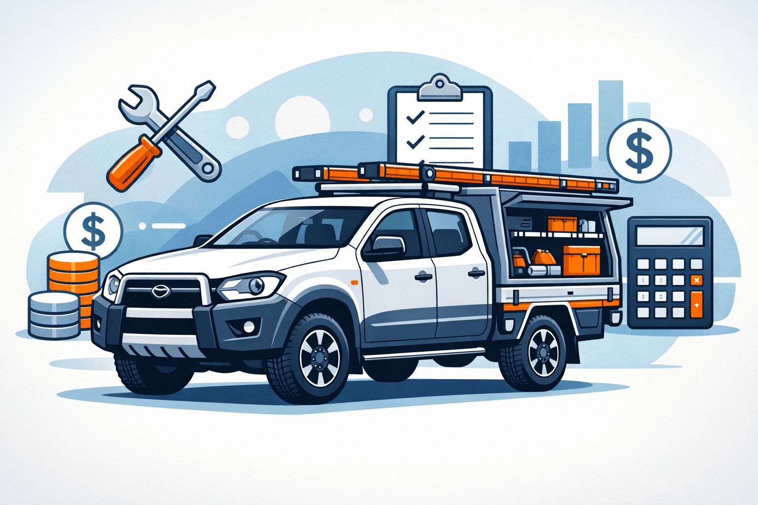 tradie vehicle finance gap showing fully kitted work ute with tools